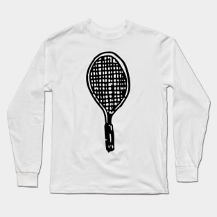 Tennis Racket Doodle Black Long Sleeve T-Shirt